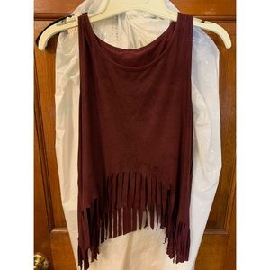 Red fringe boho festival tank top